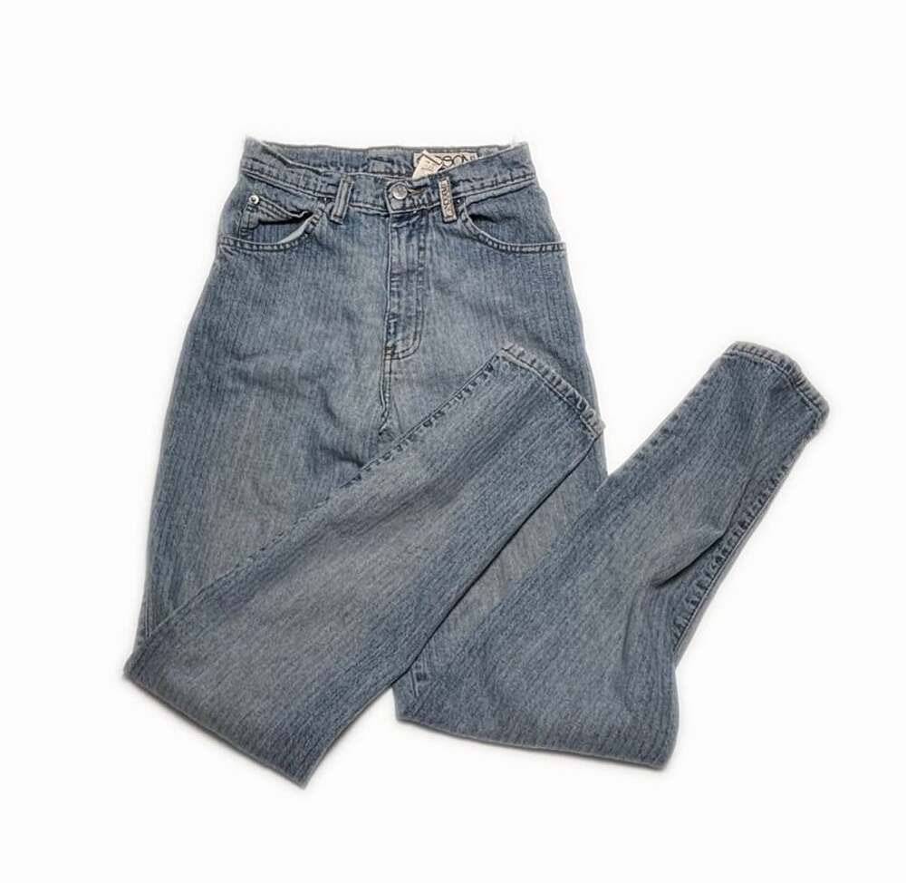 Sasson Vintage High Rise Tapered Jeans Blue Denim